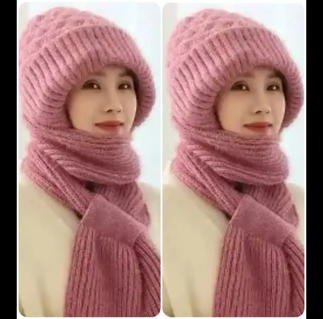 Winter Protection Windproof Cap with Scarf (pink  colour  )  2pc  combo